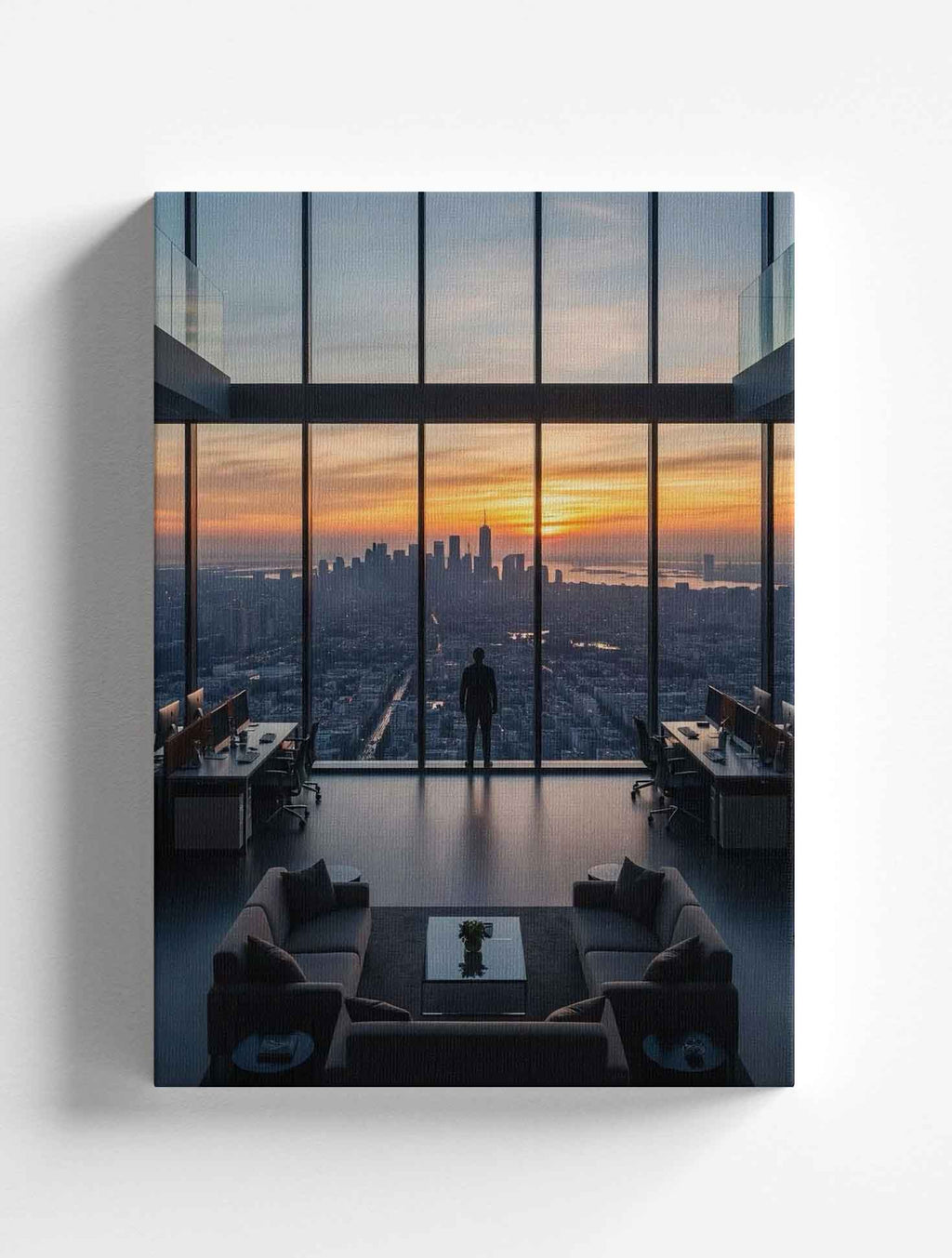 VIEW OF THE CITY AT SUNSET